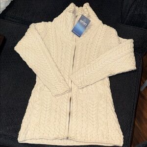 Aran Wollen Mills Women's Cream Merino Wool Sweater